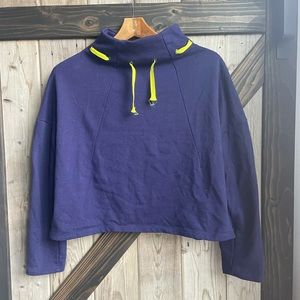 Demi Lovato Fabletics purple cowl neck crop sweatshirt size small